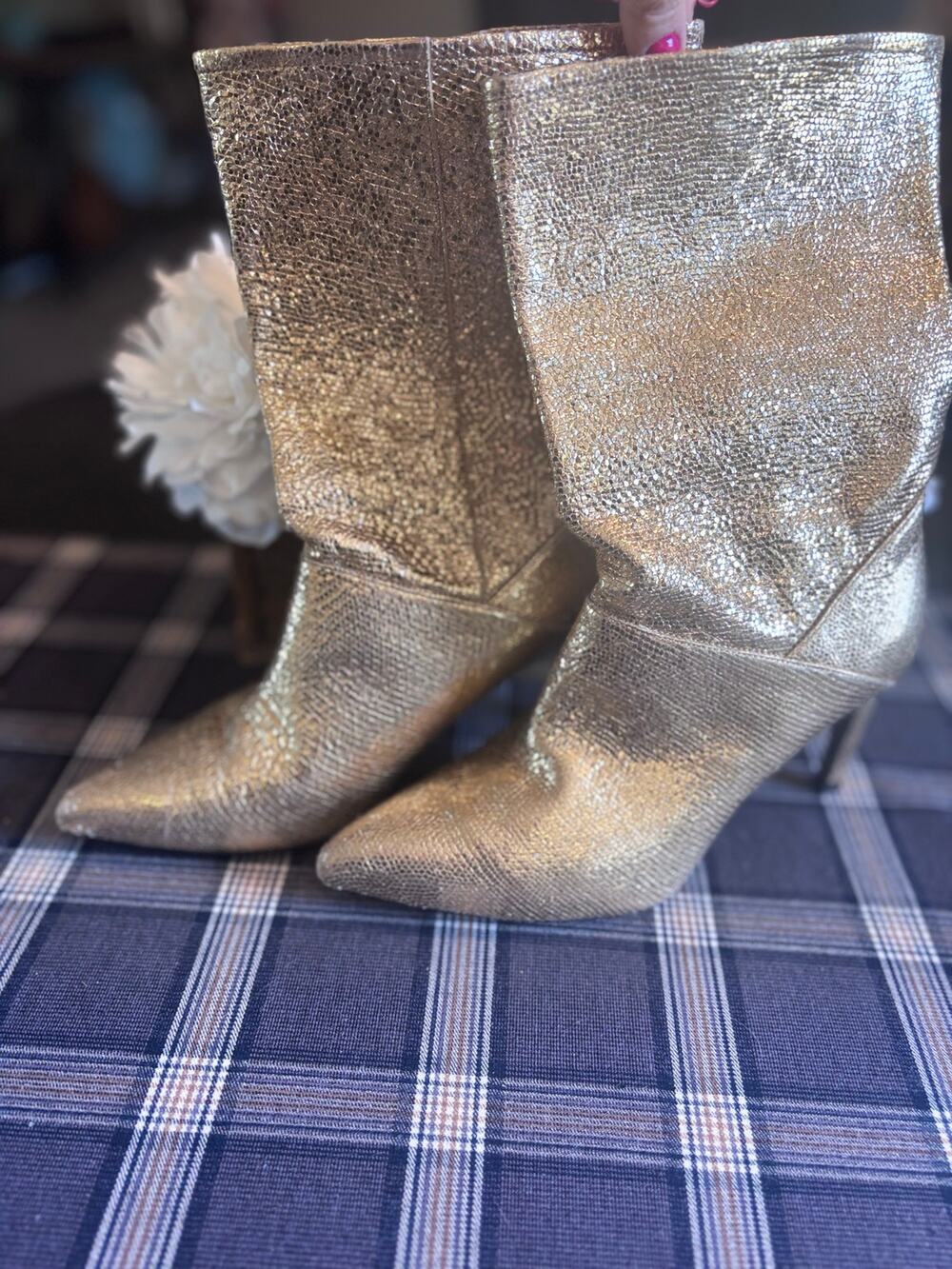 AllSaints Orlana Shimmer pointed-toe boots